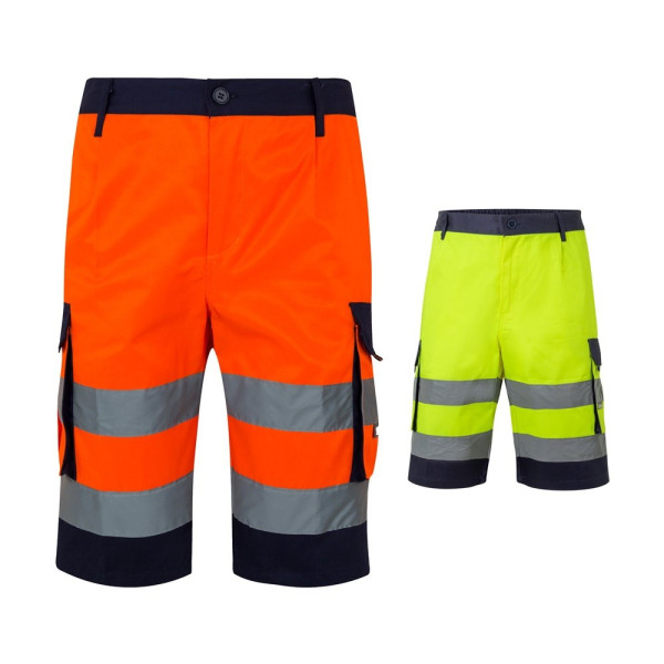 VL HADES. Tweekleurige bermuda met meerdere zakken (210g/m²), van katoen (20%) en polyester (80%)