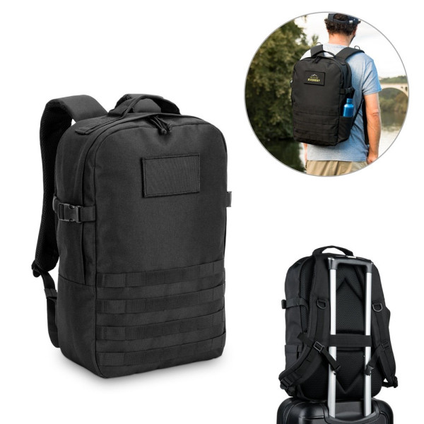 EDINBURGH BPACK. Rugzak in militaire stijl van 600D gerecycled polyester met hoge dichtheid en voeri