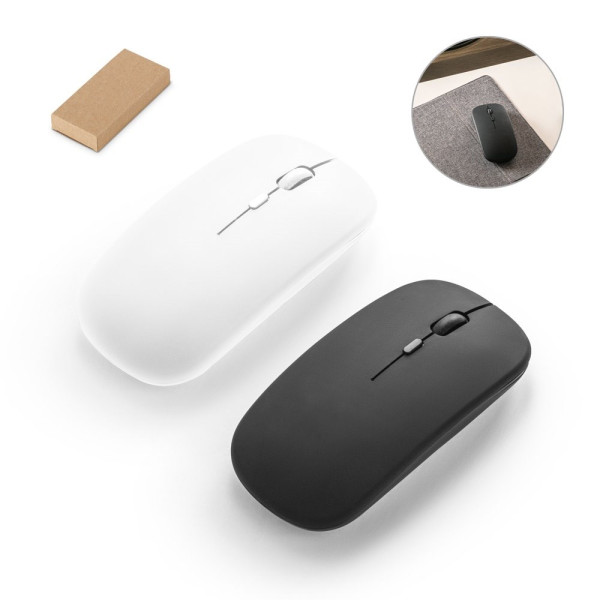 KHAN. Draadloze muis met 500mAh batterij uit gerecycled ABS (100% rABS)