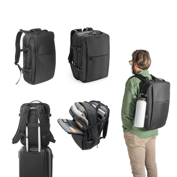 DALLAS. Reisrugzak van gerecycled 600D polyester met hoge dichtheid voor 17.3” laptop