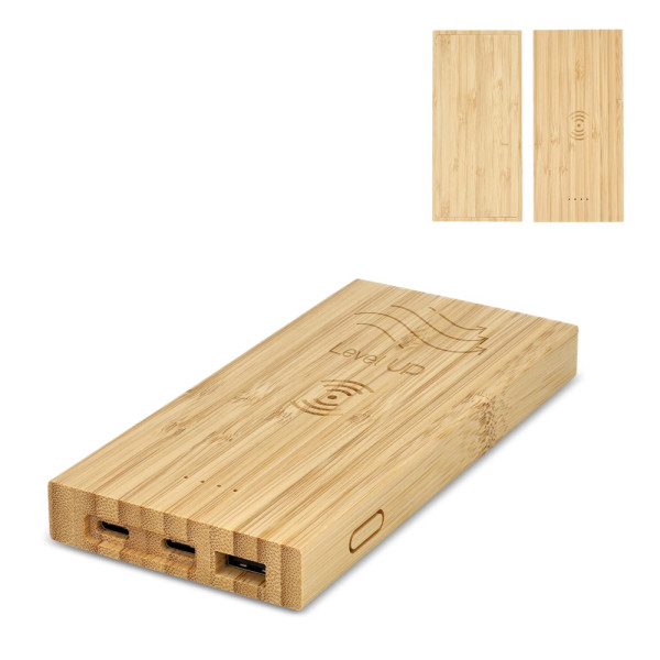 Bamboe Powerbank Draadloos Opladen 8000mAh