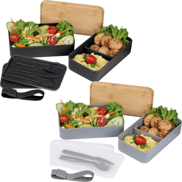Dubbel-laags lunchbox van PP en bamboe
