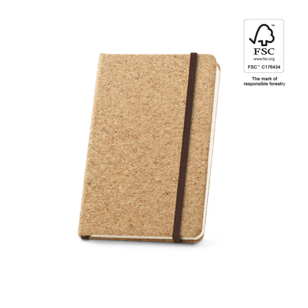 HAWKINS. Zaknotitieboek van kurk met blanco pagina's, van FSC™-gecertificeerd materiaal en andere ge
