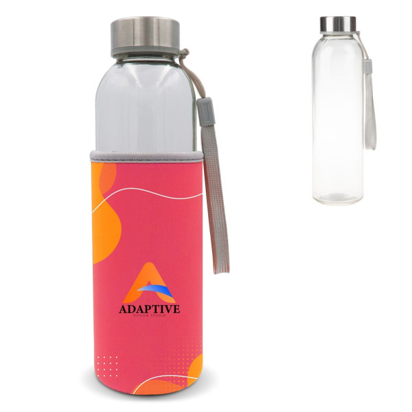 Waterfles glas met custom-made sleeve 500ml