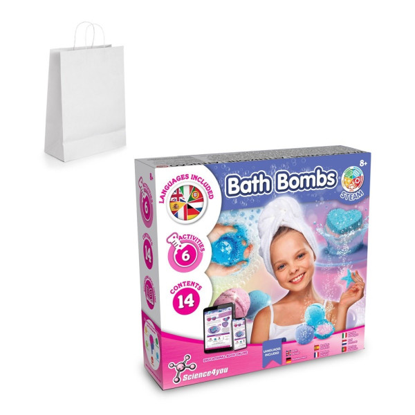 Bath Bombs Kit II. Educatief spel geleverd met een kraftpapier cadeauzakje (90 g/m²), uit FSC™ gecer